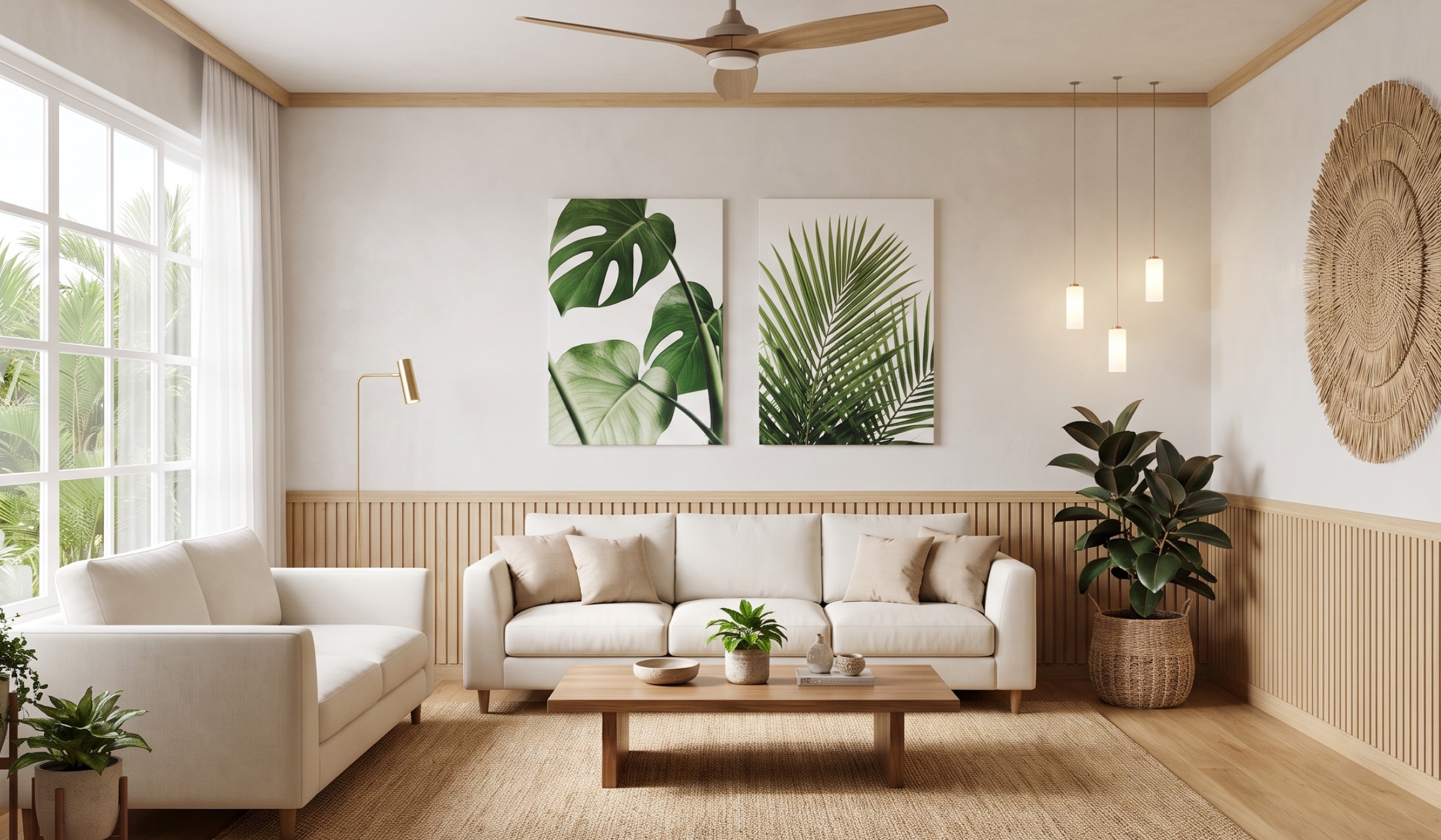 AI render of a living room created in the Live Home 3D interior design app.