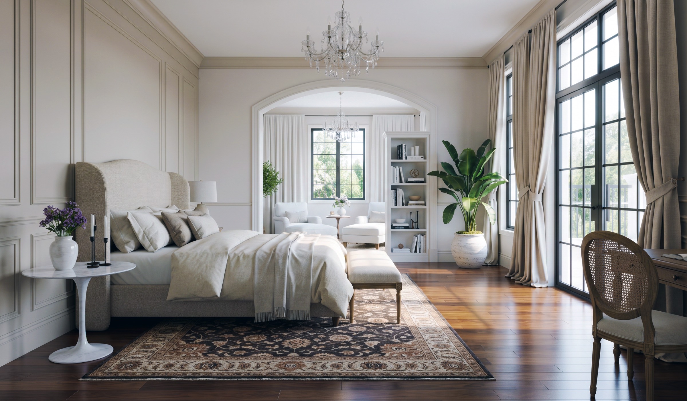 AI render of a bedroom created in the Live Home 3D interior design app.