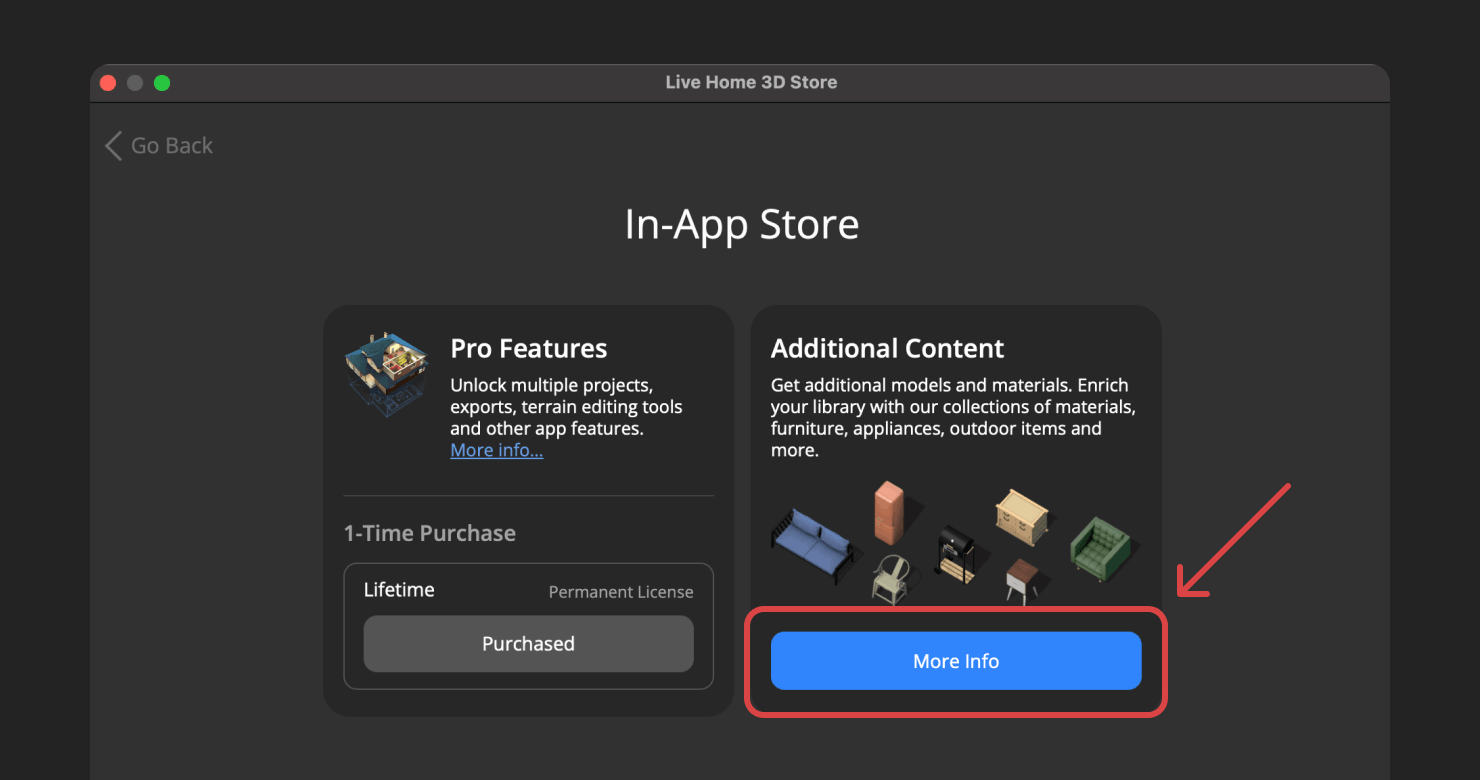 Live Home 3D In-App Store.