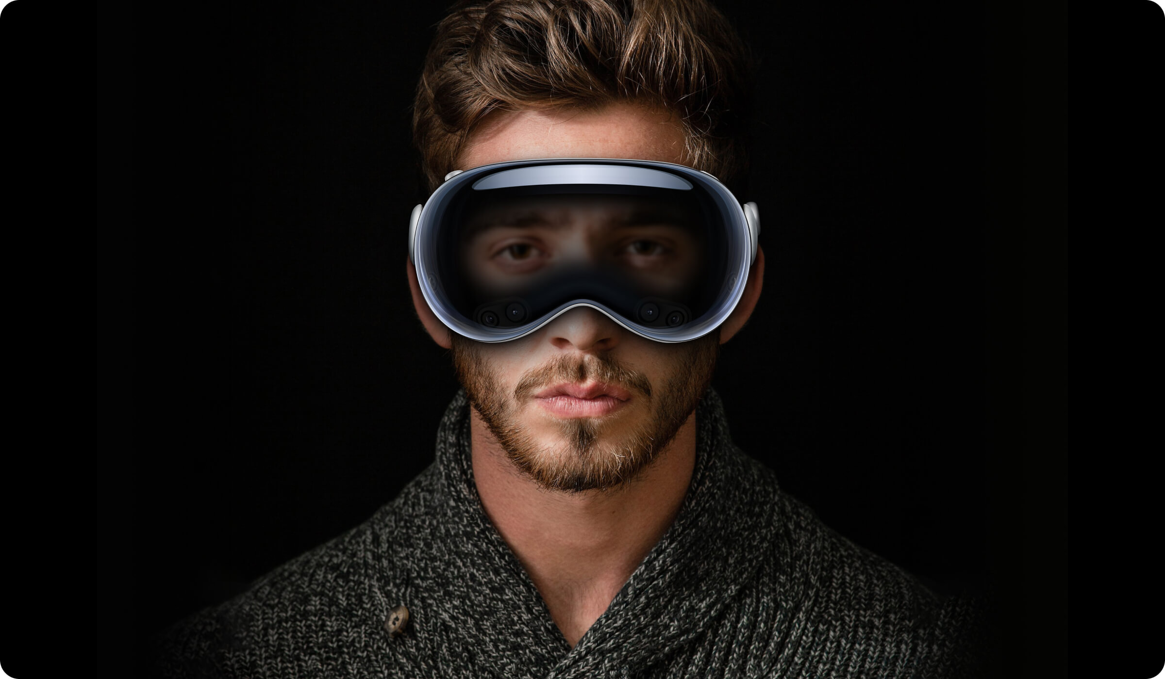 A man wearing Apple Vision Pro.