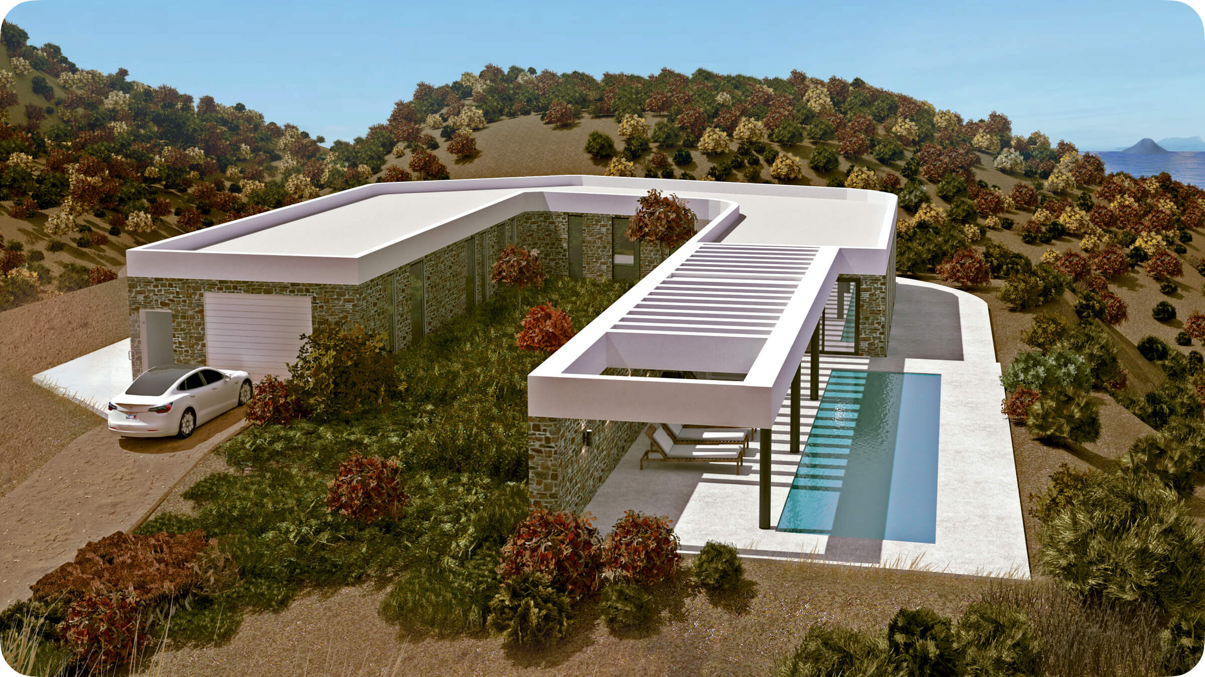 A house on the hills designed in Live Home 3D for Windows.