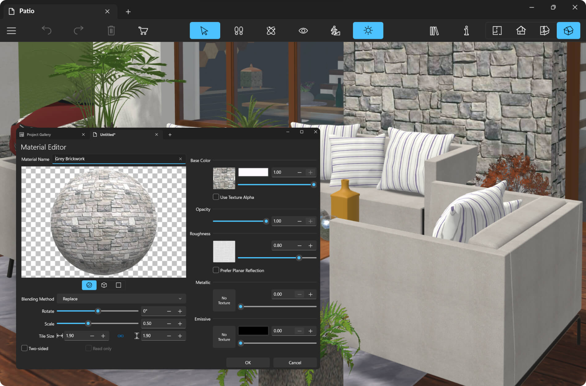 Material Editor of Live Home 3D Pro for Windows.