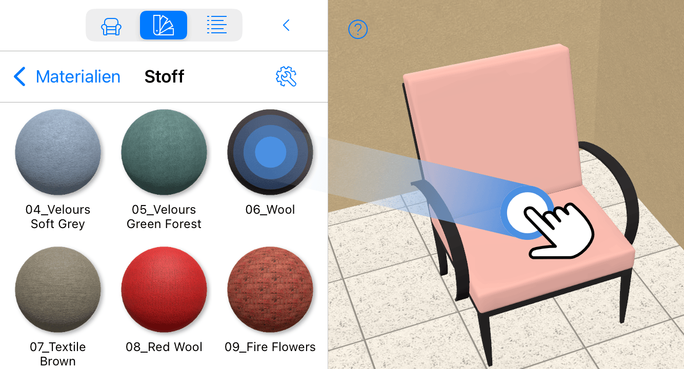 Drag a material from the Library onto an object.