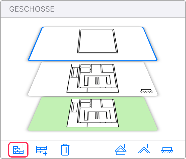 The Stories section of the Inspector with a tool to add stories indicated