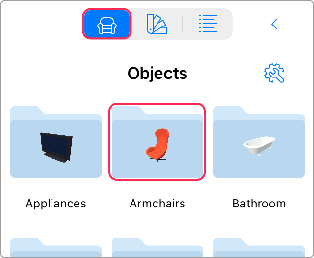 The Library panel with the Objects section open.