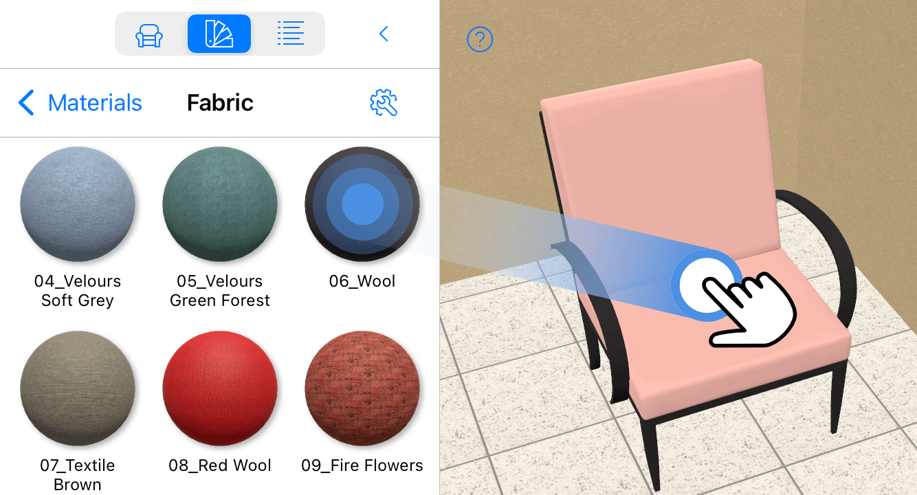 Drag a material from the Library onto an object.