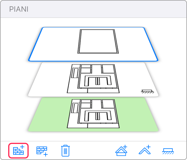 The Stories section of the Inspector with a tool to add stories indicated