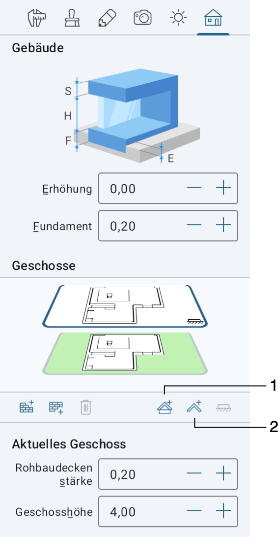 Hinzufügen von Dächern