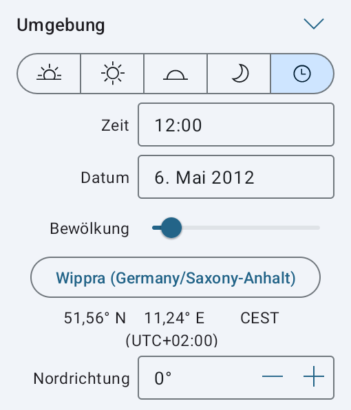 Tageslichteinstellungen im Informationsfenster