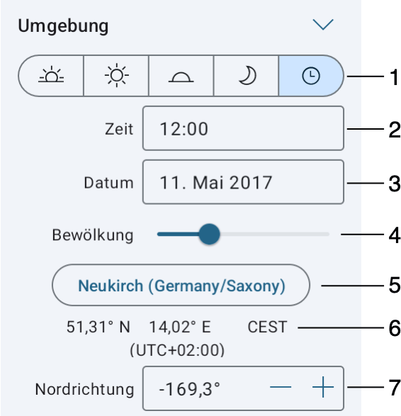 Umgebungseinstellungen im Informationsfenster