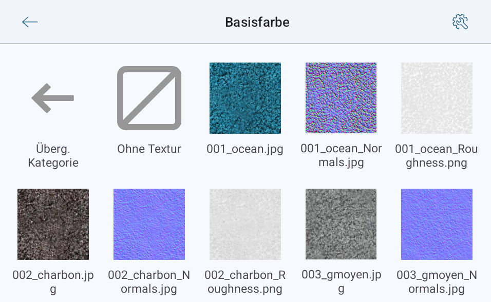 Die Texturbibliothek in Live Home 3D.
