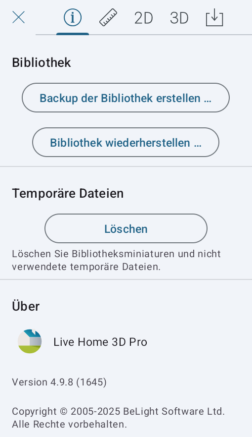 Backup der Bibliothek erstellen und Bibliothek wiederherstellen
