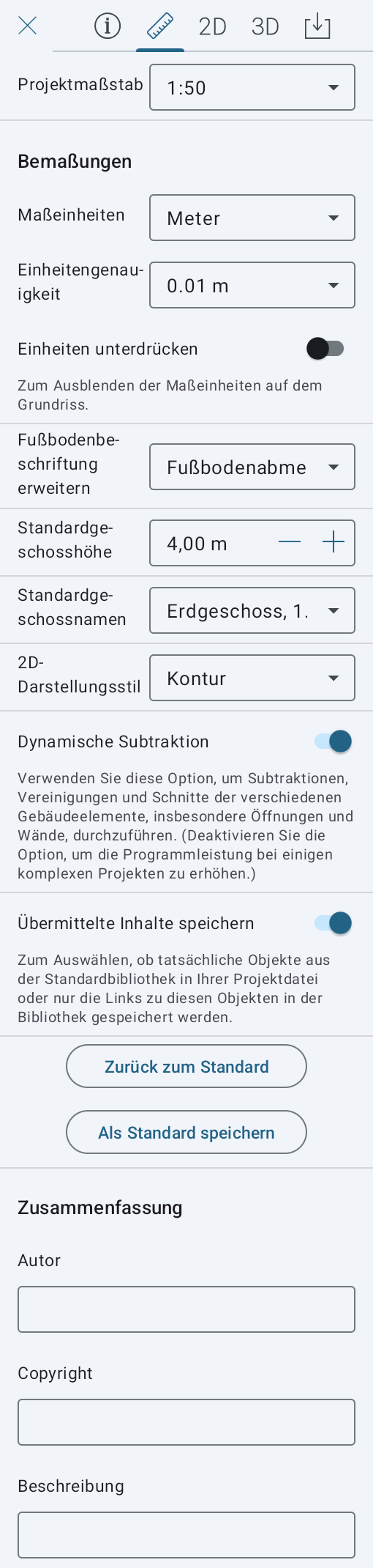 Projekteinstellungen