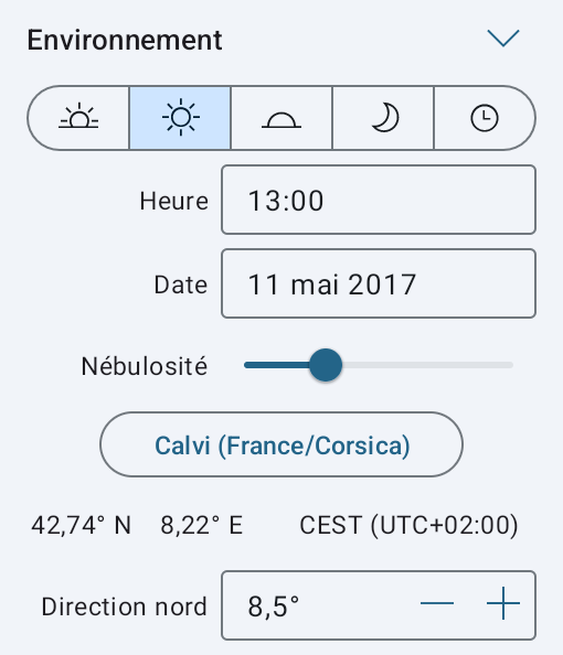 Paramètres Lumière du jour dans l’inspecteur