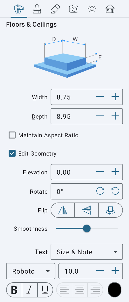 Parametri relativi a pavimenti e soffitti
