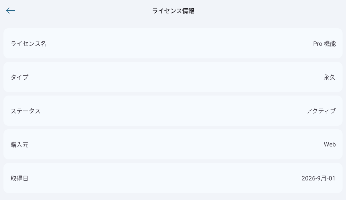 ライセンスの情報