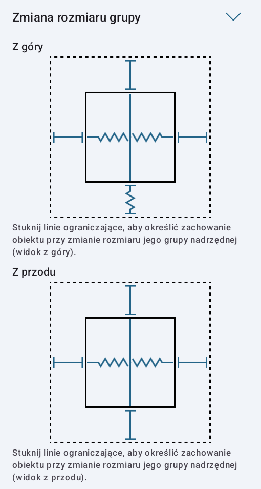Przykład ustawień zmiany rozmiaru grupy.