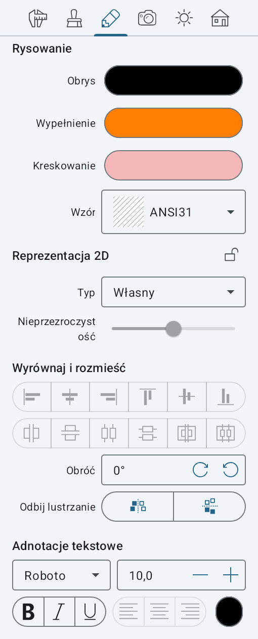 Właściwości 2D w Inspektorze