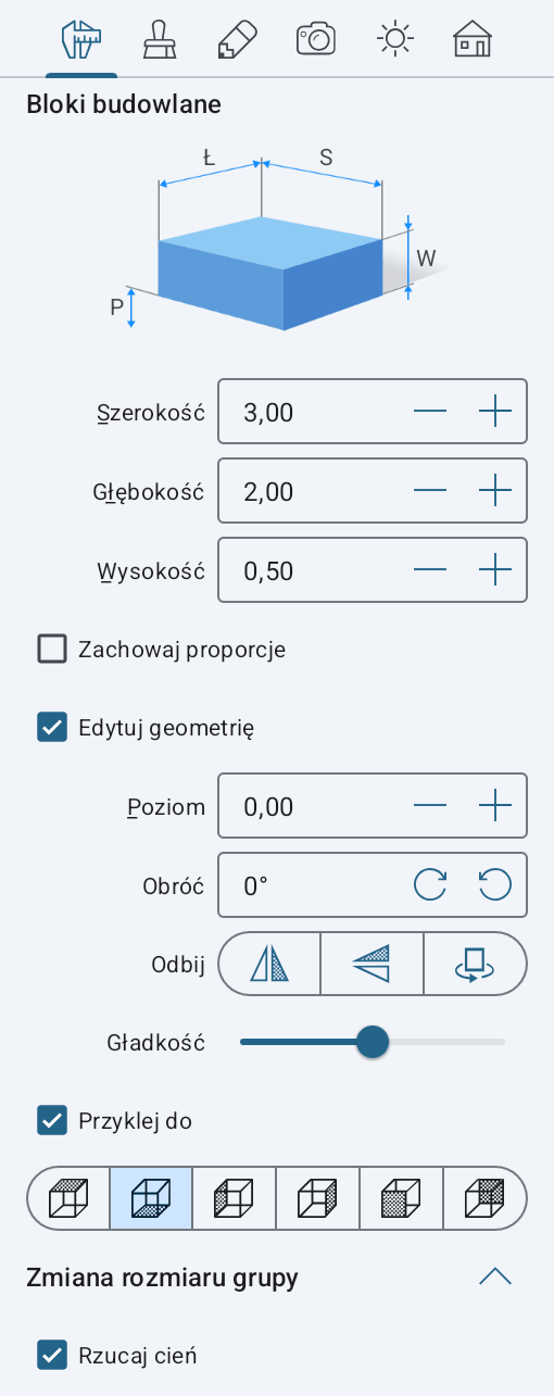 Parametry bloku budowlanego