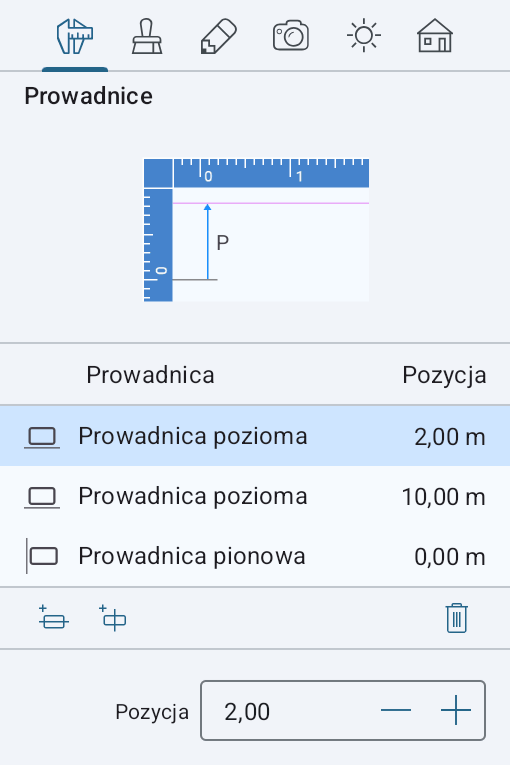 Lista linii pomocniczych w Inspektorze