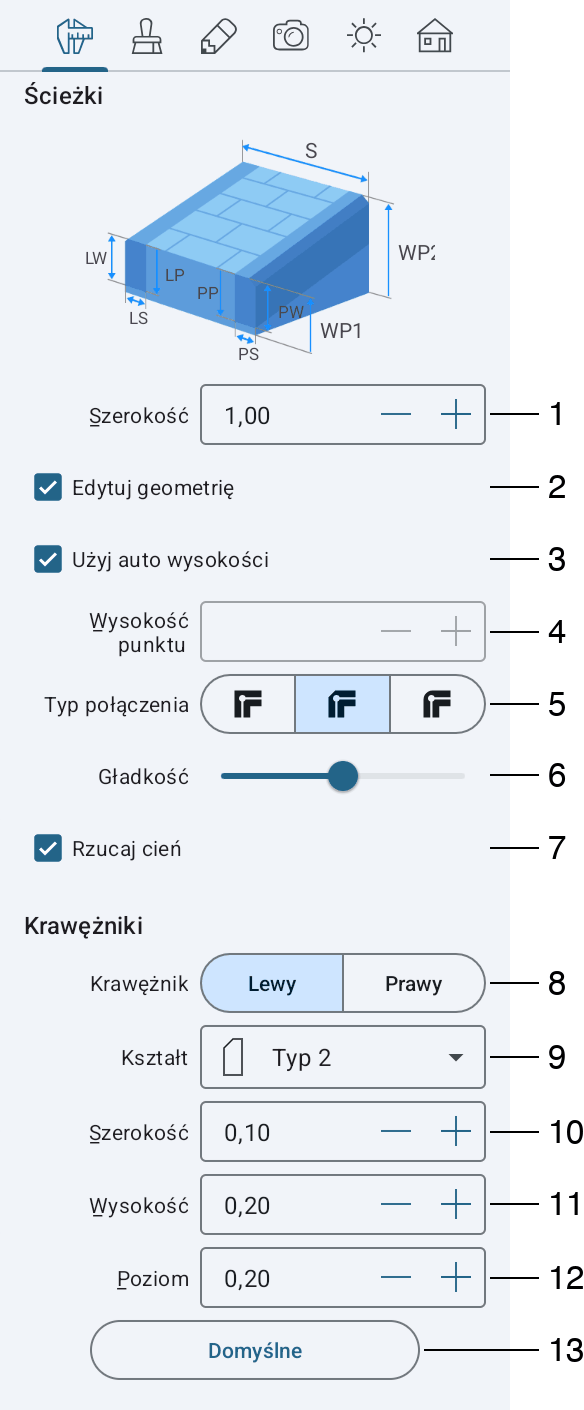 Właściwości obiektu ścieżki w Inspektorze.