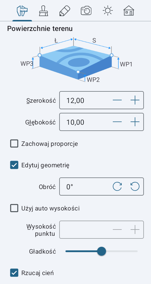 Właściwości obiektu terenu w Inspektorze.