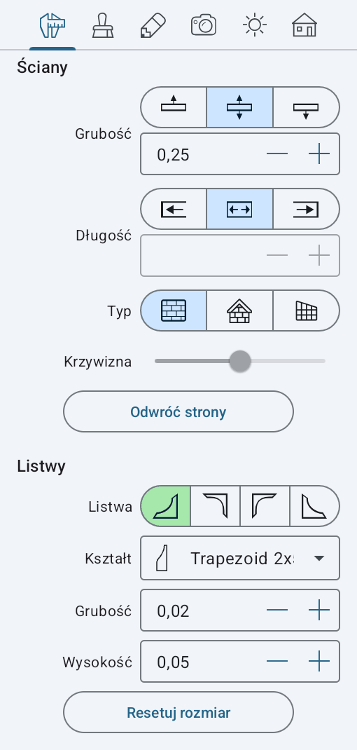 Parametry ścian w Inspektorze