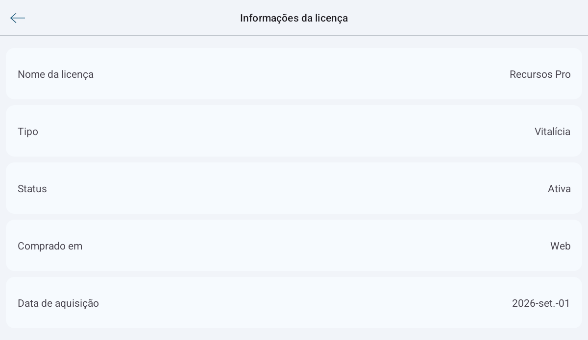 Informações sobre uma licença