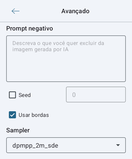 Configurações avançadas na caixa de diálogo de renderização com IA