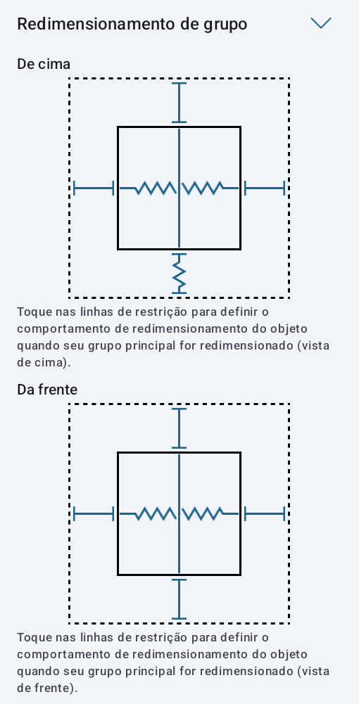 Exemplo das configurações de redimensionamento de grupo.