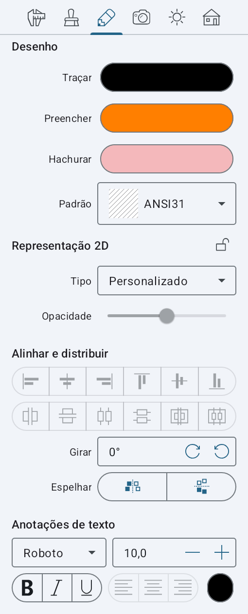 Propriedades 2D no Inspetor