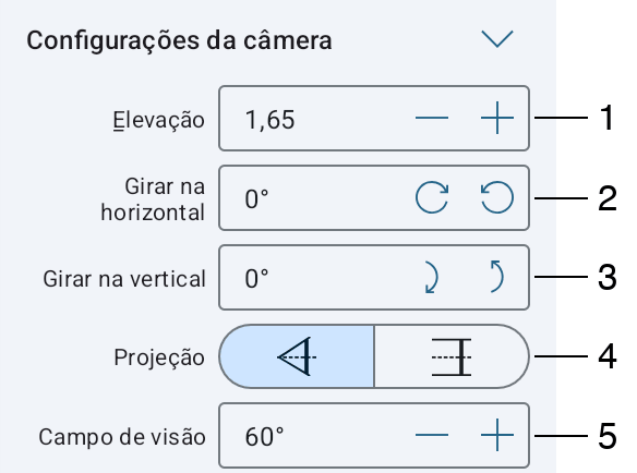 Configurações da câmera