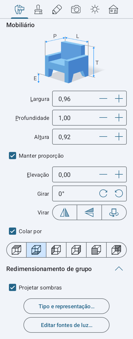 Parâmetros do Mobiliário