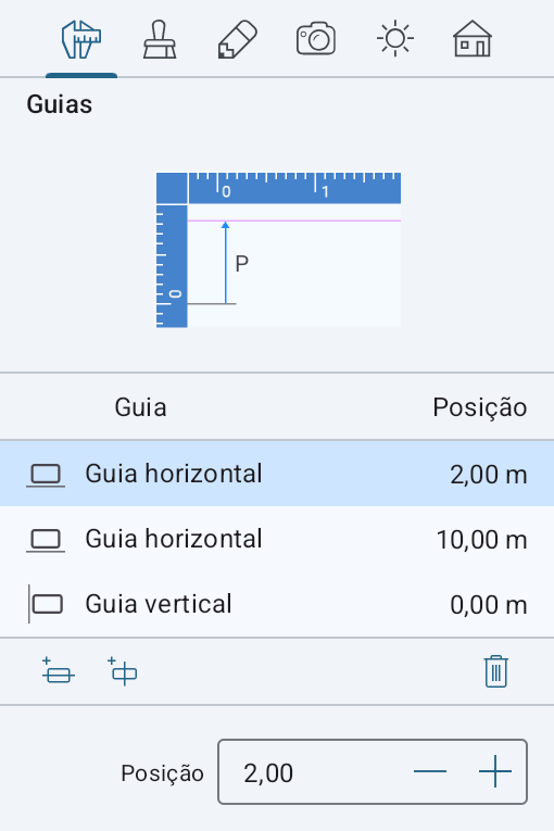 A lista de guias no Inspetor