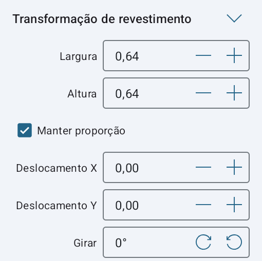 Ferramenta Transformação de revestimento no Inspetor