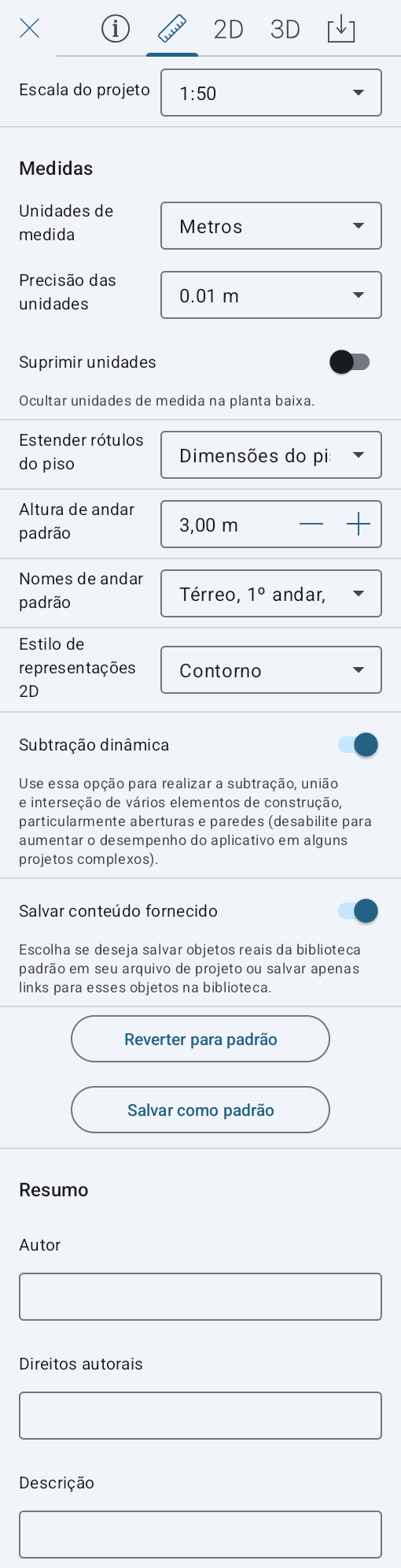 Configurações do projeto