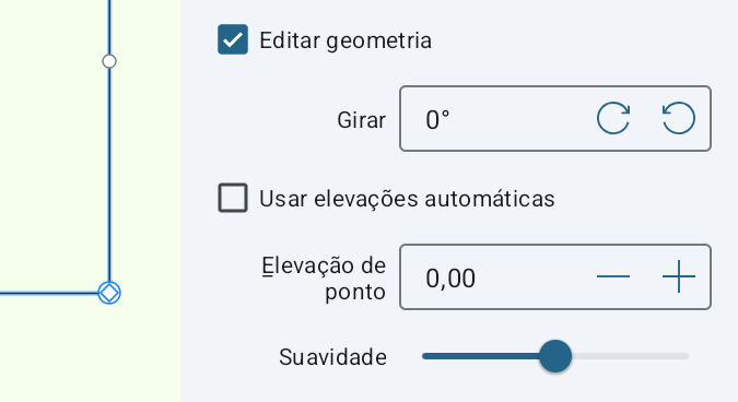 O Inspetor com um ponto do terreno selecionado.