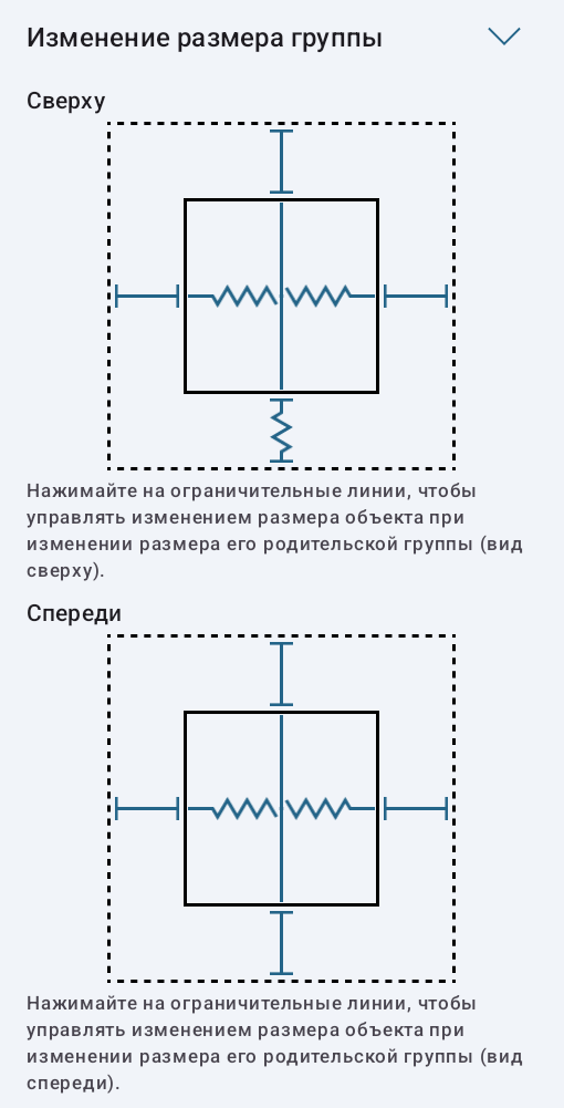 Пример настроек изменения размера группы.