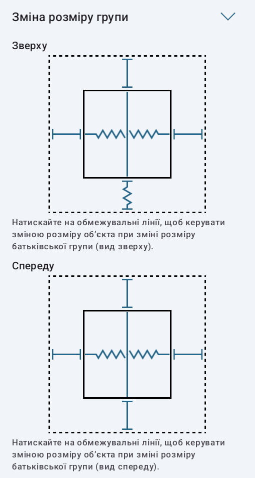 Приклад налаштувань зміни розміру групи.