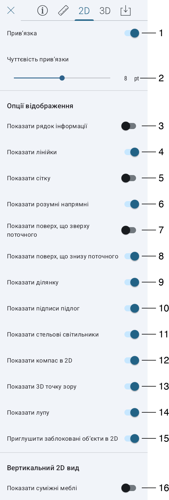 Налаштування 2D виду