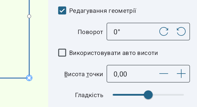 Інспектор з вибраною точкою об’єкта поверхні землі.