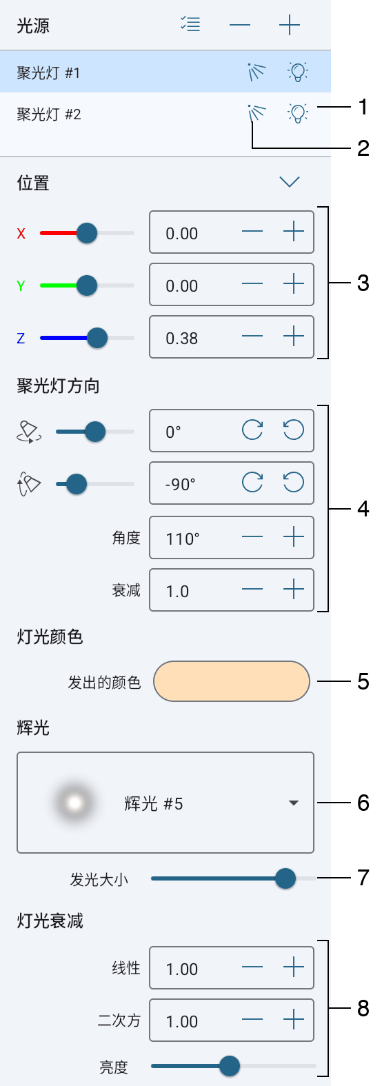 光源属性面板