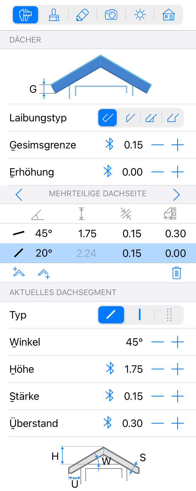 Informationsfenster für Dächer