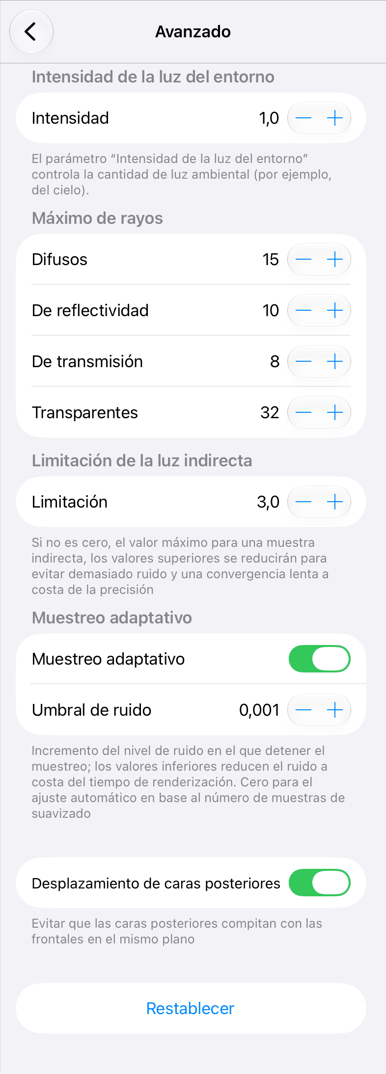 Ajustes avanzados para el motor de renderizado Cycles