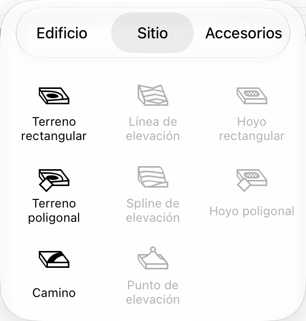 Herramientas de «Sitio»