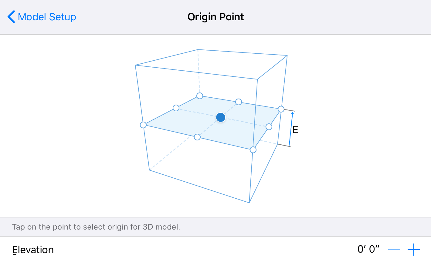 Impostazioni per definire il punto di origine e l’elevazione del modello 3D in RA