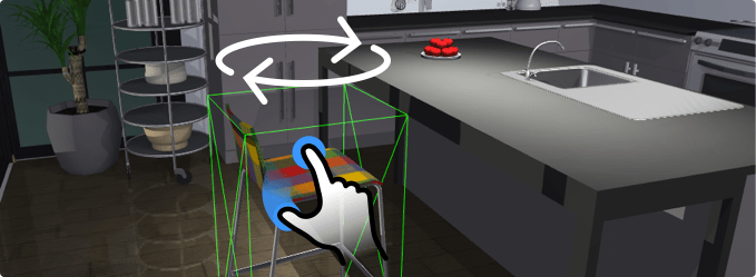 Sposta due dita attorno a un punto nella vista 3D