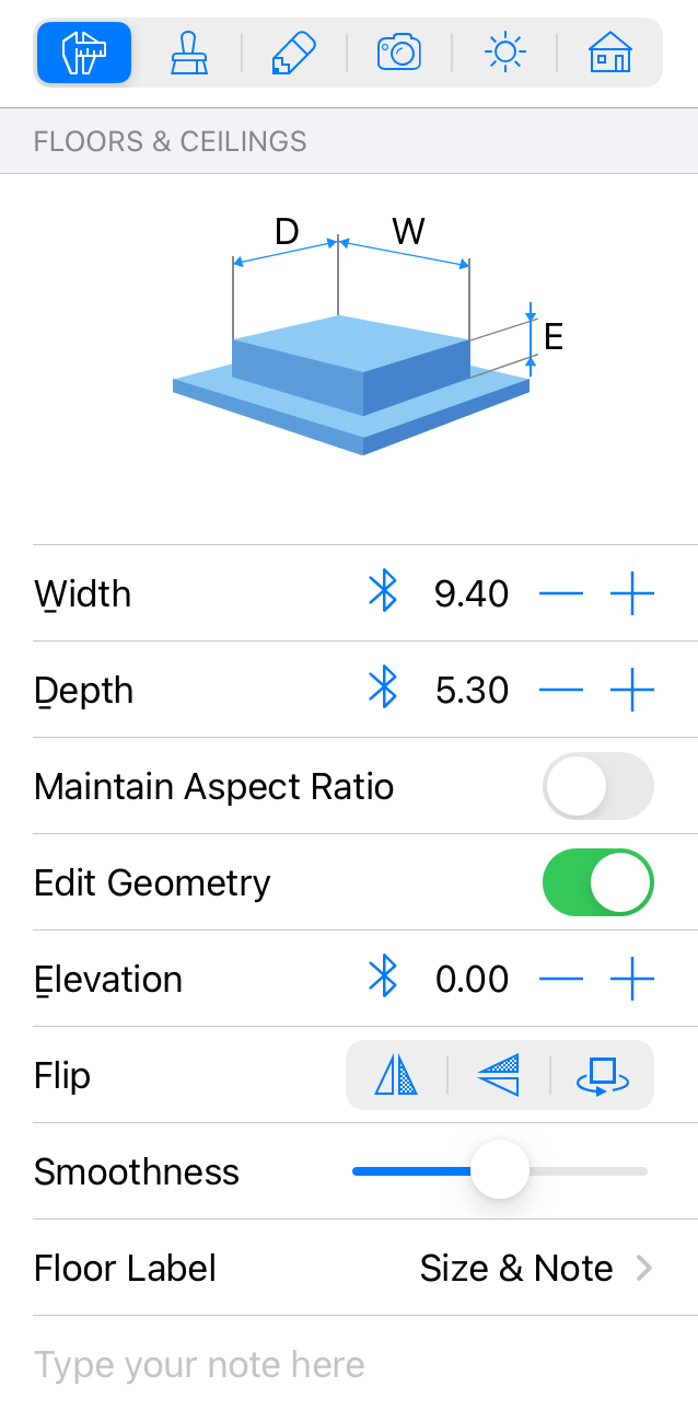 Parametri relativi a pavimenti e soffitti