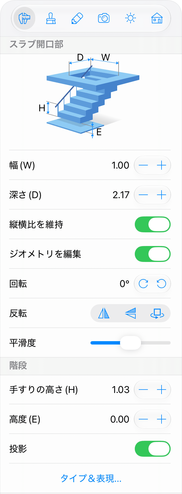 階段のパラメータ