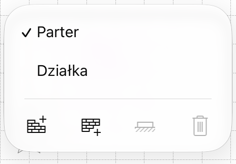 Menu podręczne z poleceniami dotyczącymi kondygnacji.